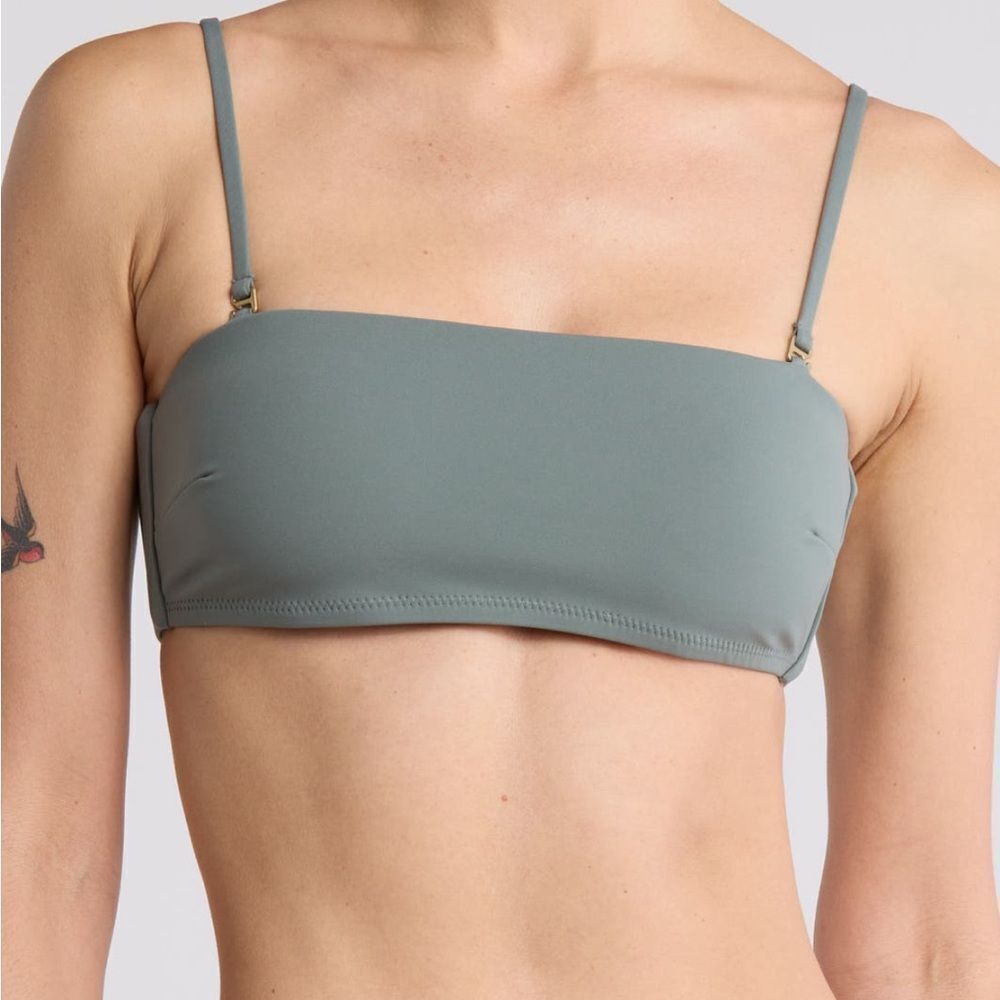 NWT Vitamin A Mila Sea Green Bikini Bandeau Top with Removable Straps $185